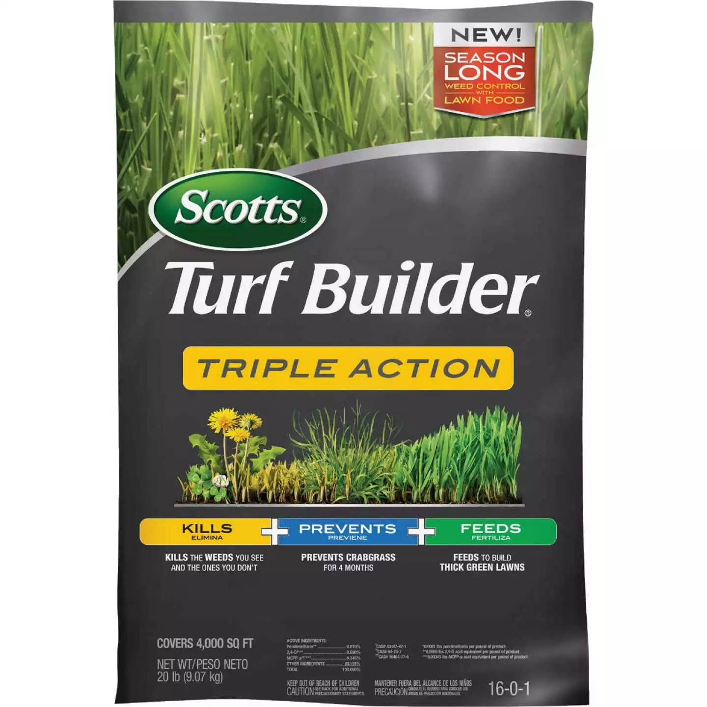 Scotts Turf Builder Triple Action 20 Lb. 4000 Sq. Ft. Lawn Fertilizer With Weed Killer 3 Scotts Turf Builder Triple Action 20 Lb. 4000 Sq. Ft. Lawn Fertilizer With Weed Killer