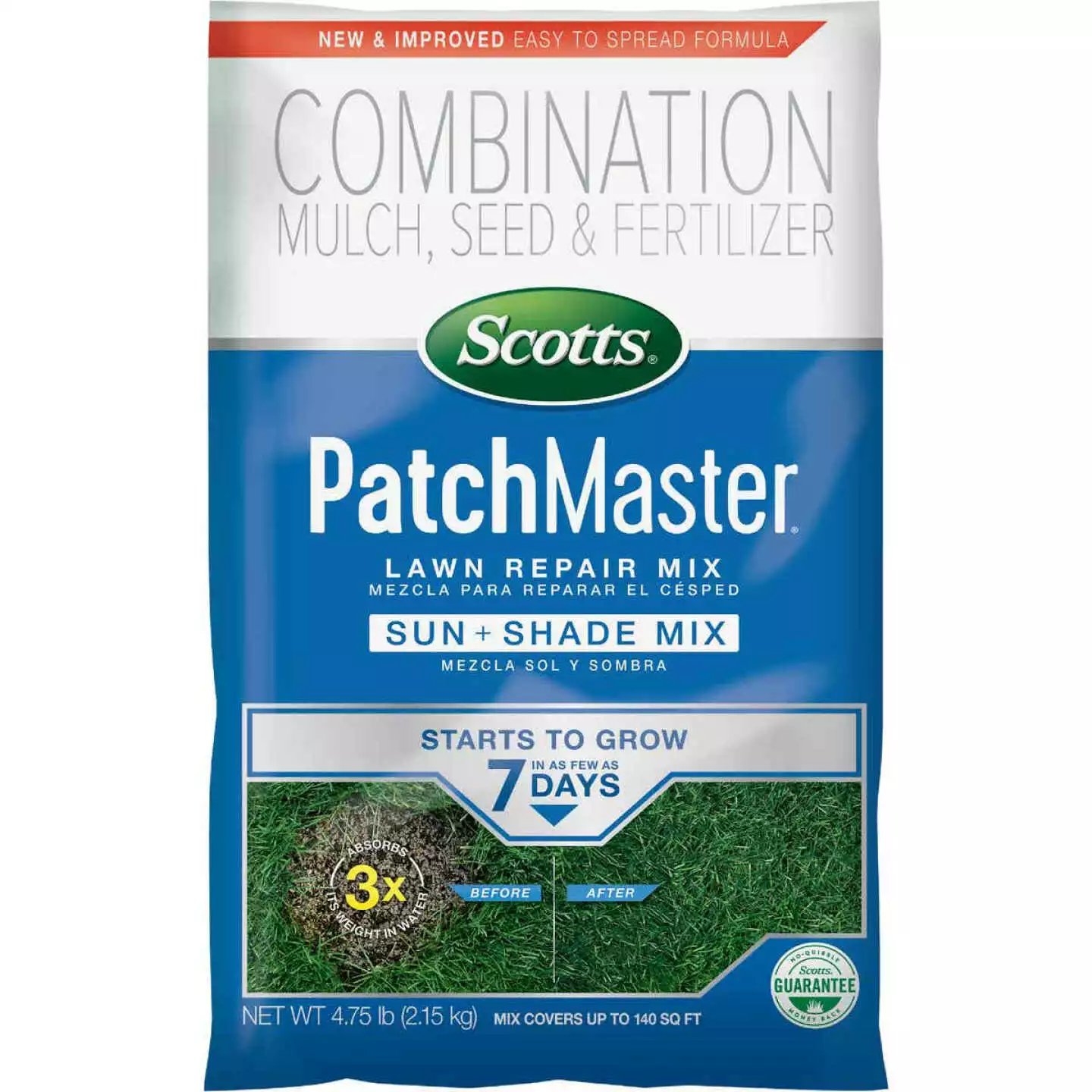 Scotts PatchMaster 4.75 Lb. 115 Sq. Ft. Coverage Sun & Shade Grass Patch & Repair 3 Scotts PatchMaster 4.75 Lb. 115 Sq. Ft. Coverage Sun & Shade Grass Patch & Repair