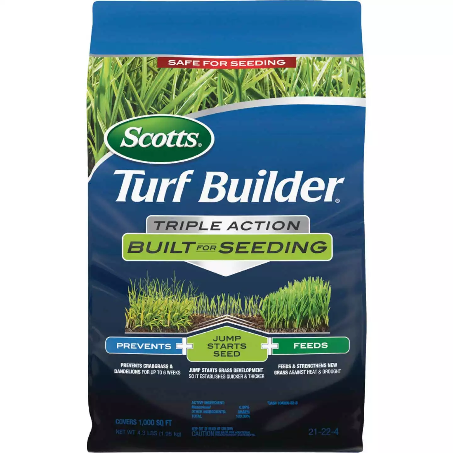 Scotts Turf Builder Triple Action 4.3 Lb. 1000 Sq. Ft. 21-22-4 Lawn Fertilizer 3 Scotts Turf Builder Triple Action 4.3 Lb. 1000 Sq. Ft. 21-22-4 Lawn Fertilizer