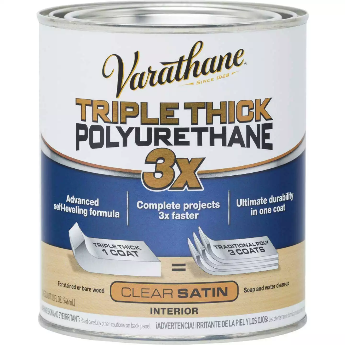 Varathane Satin Triple Thick Interior Polyurethane, 1 Qt. 3 Varathane Satin Triple Thick Interior Polyurethane, 1 Qt.