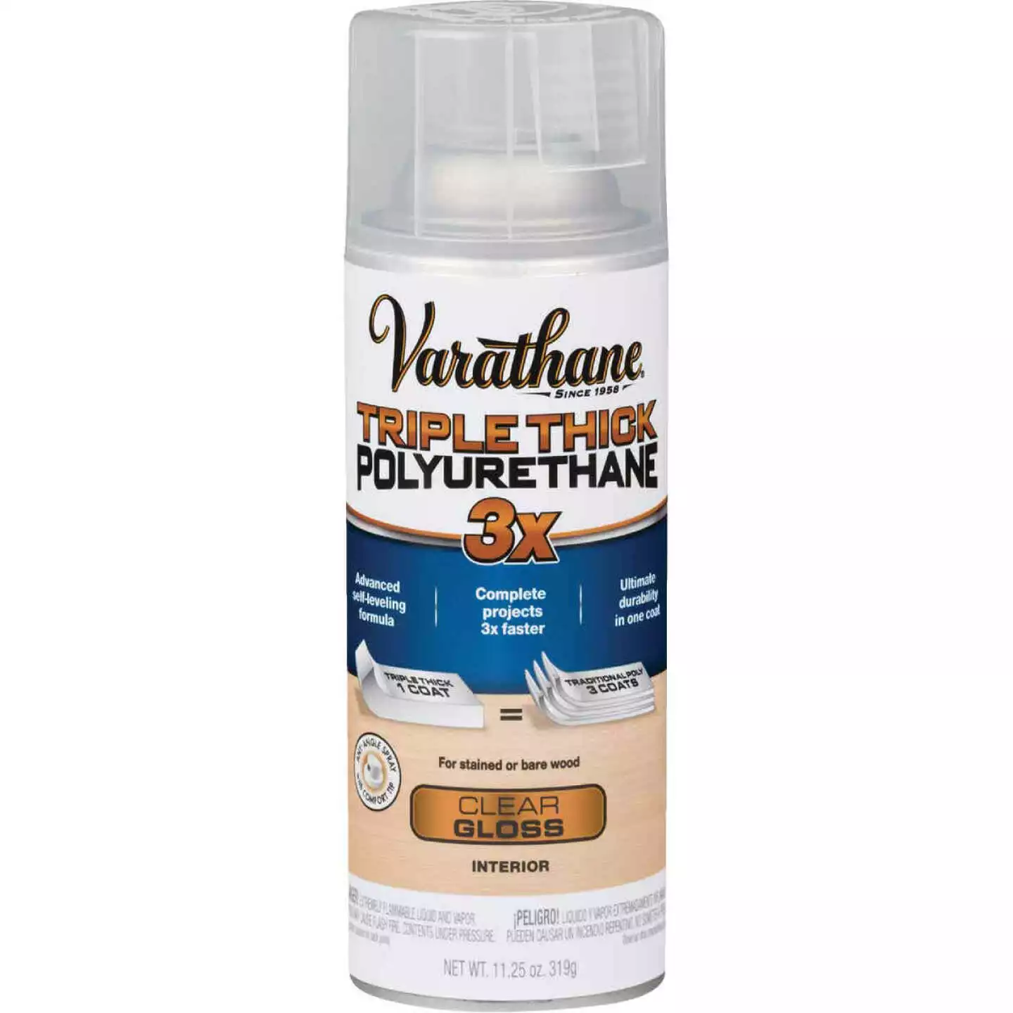 Varathane Triple Thick Gloss Clear Spray Polyurethane, 11.25 Oz. 3 Varathane Triple Thick Gloss Clear Spray Polyurethane, 11.25 Oz.