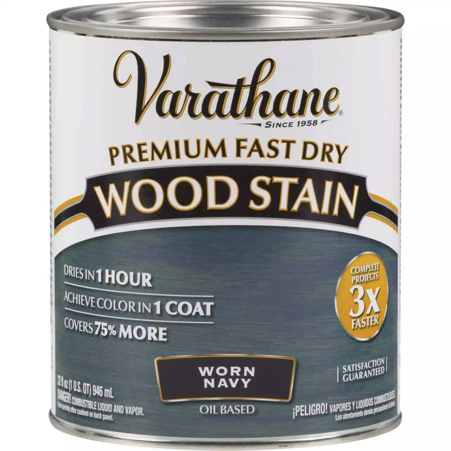 Varathane Fast Dry Worn Navy Urethane Modified Alkyd Interior Wood Stain, 1 Qt. 3 Varathane Fast Dry Worn Navy Urethane Modified Alkyd Interior Wood Stain, 1 Qt.